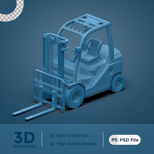 3D illustration forklift with high quality render PSD PNG