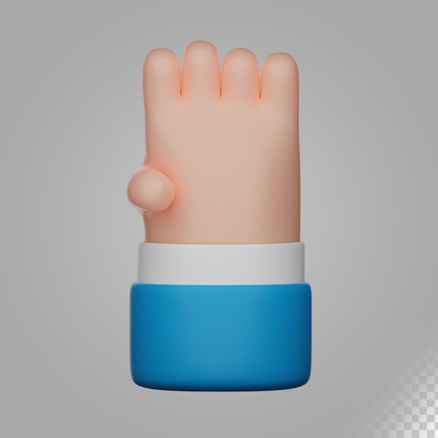 3d illustration four fingers hand gesture