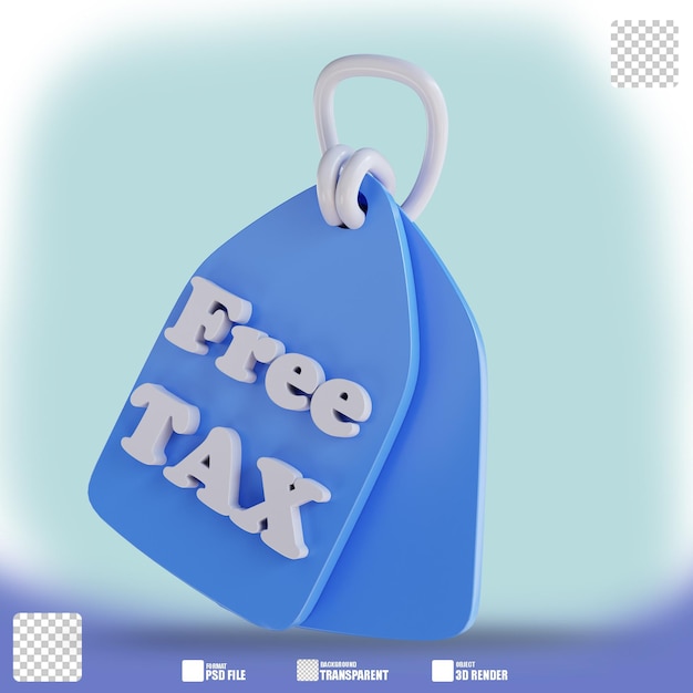 3D illustration free tax label 2