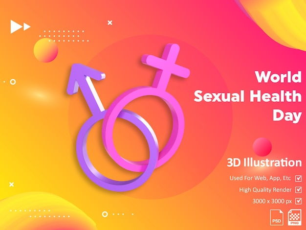 3d Illustration gender icon world sexual health day