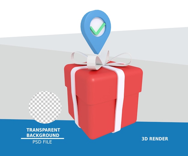 3d illustration of gift box location