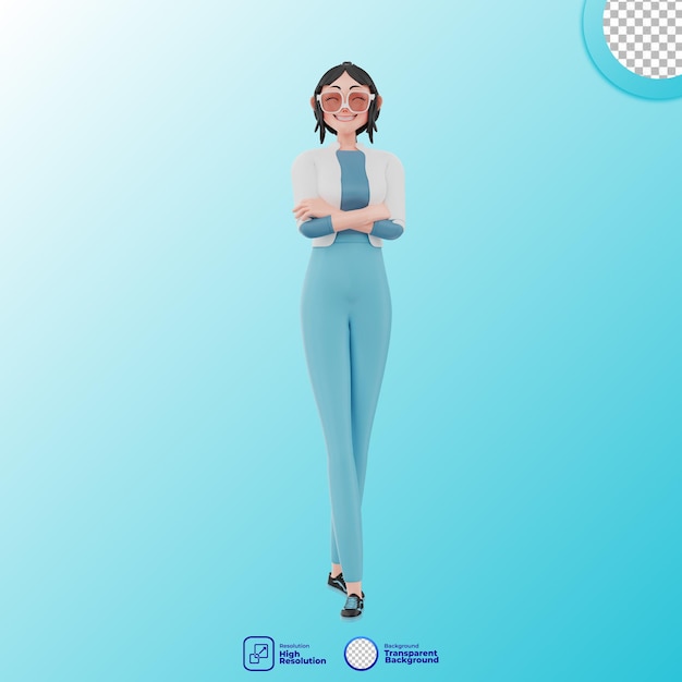 3d illustration of a girl with a close pose