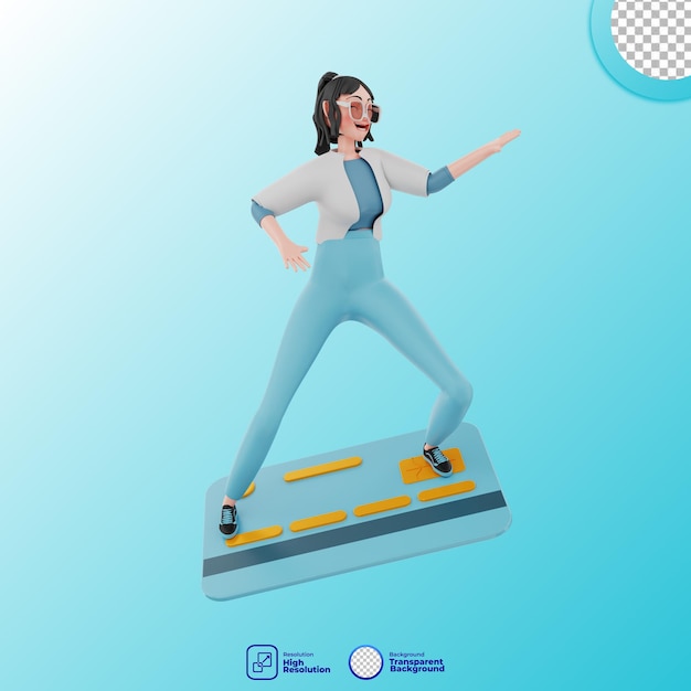 3d illustration of girl with credit card