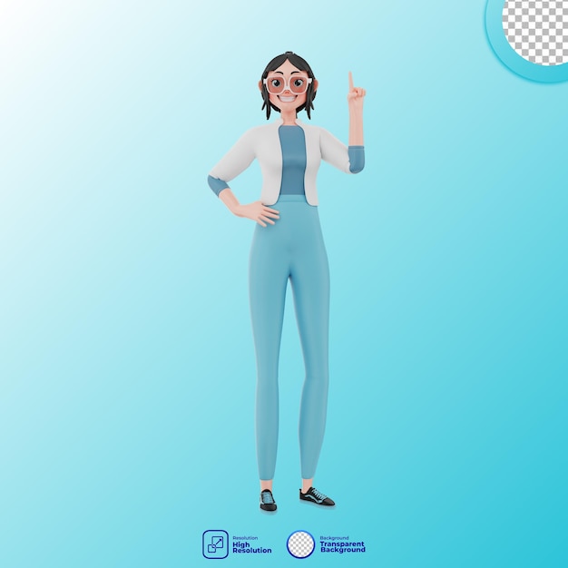 3d illustration of girl with pose got an idea