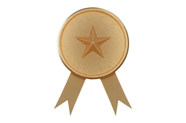 3D Illustration Gold metal star icon concept Premium quality guarantee label