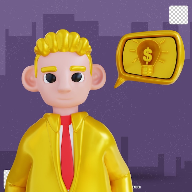 3D Illustration golden Business people get ideas