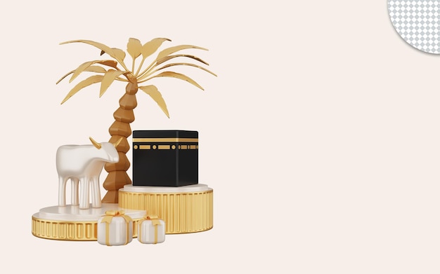 3d illustration of golden eid al adha with kabah