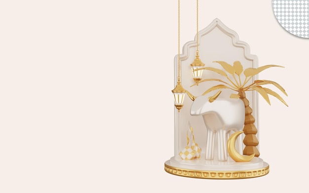 3d illustration of golden eid al adha