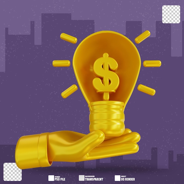 3D Illustration golden hand and give financial ideas 2