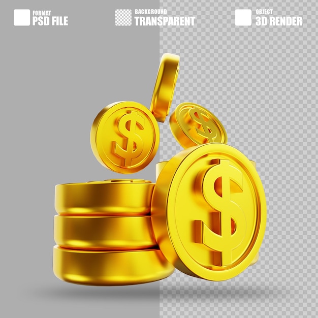 3D illustration golden money coins 8