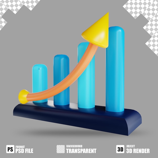 3D illustration graph up 2 suitable for marketing