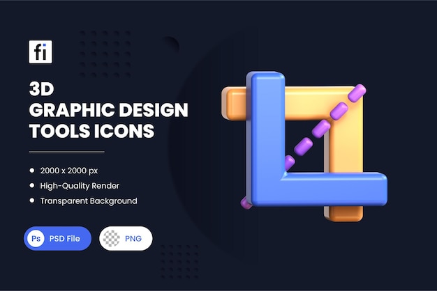 PSD 3d illustration graphic design crop tool