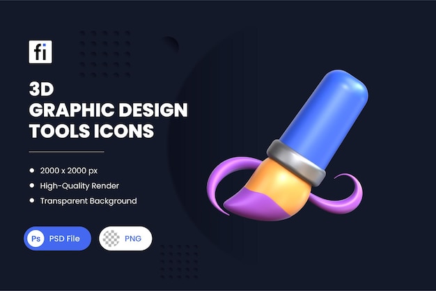 PSD 3d illustration graphic design tool brush