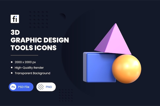 PSD 3d illustration graphic design tool shape tool