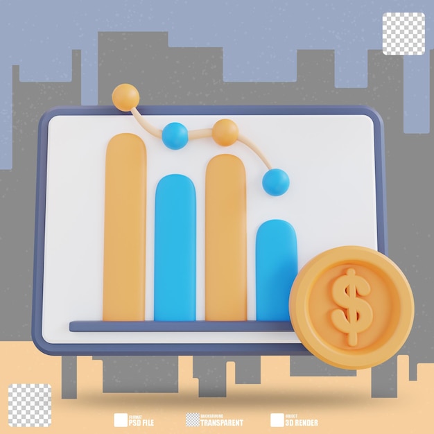 3d illustration graphic of financial presentation report 2