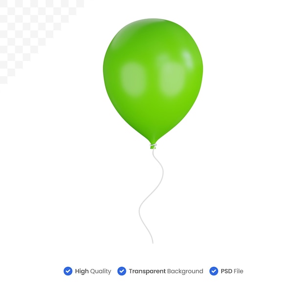 3D Illustration Green Balloon Decoration