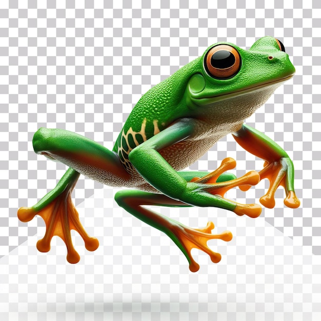 PSD 3d illustration of a green frog jumping on a transparent background