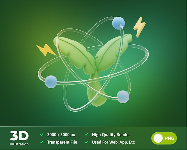 3d Illustration Green Technology Renewable Energy