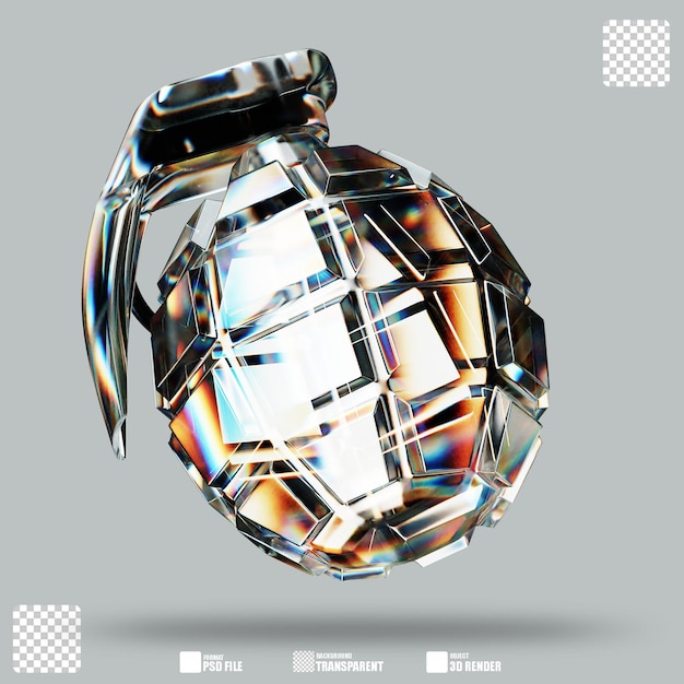 3D Illustration Grenade Glass Dispersion 2