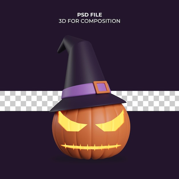 3d illustration halloween pumpkin icon Premium Psd