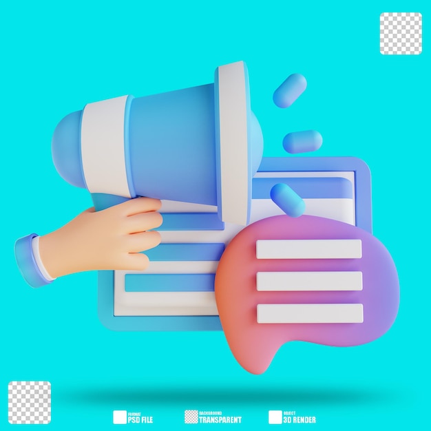 3D illustration hand and chat promotion