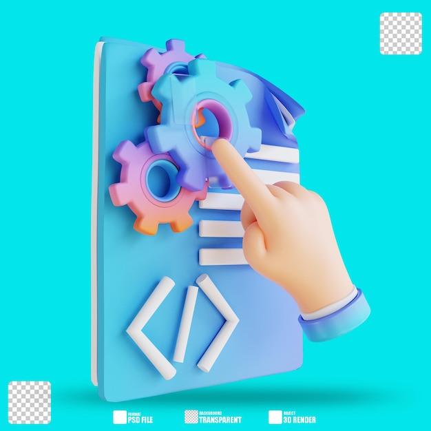 3D illustration hand and code setting