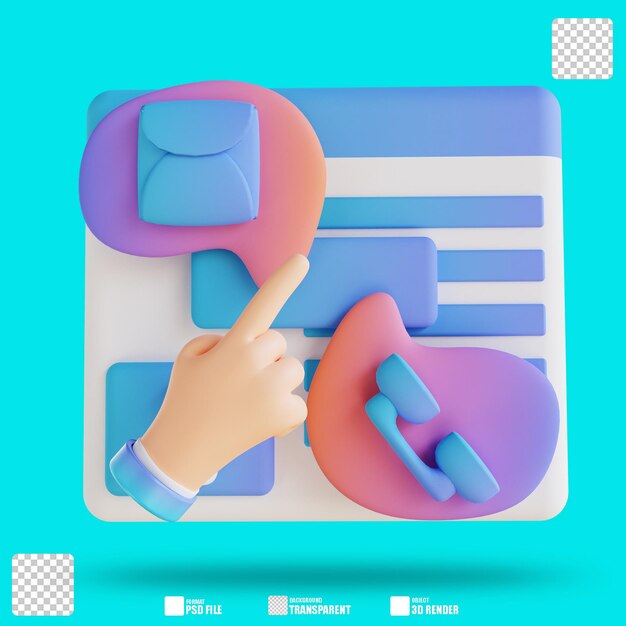 3D illustration hand and contact options