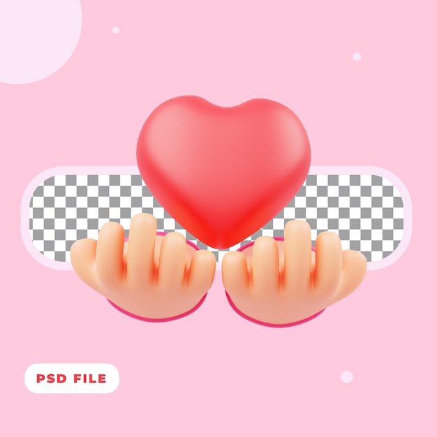 3d illustration of hand gesture giving love