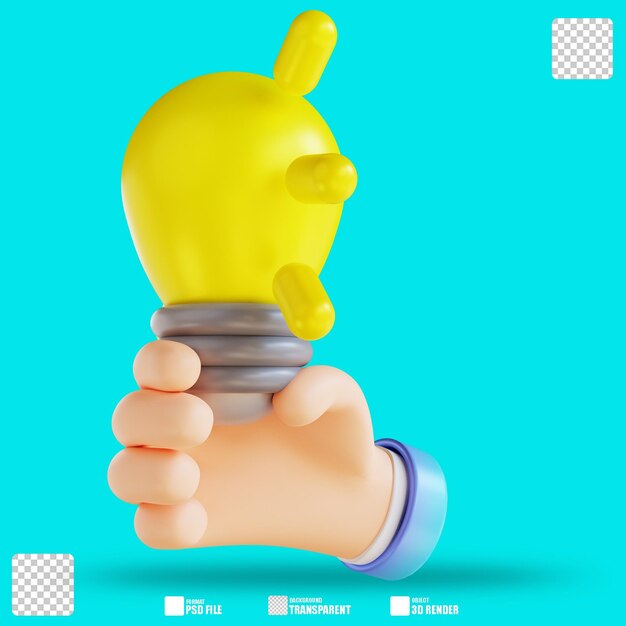 3D illustration hand and get idea on 3