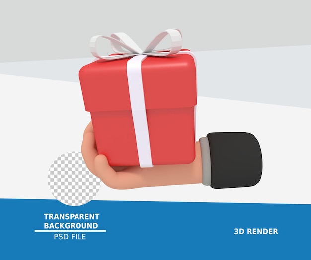 3d illustration of hand giving a gift box