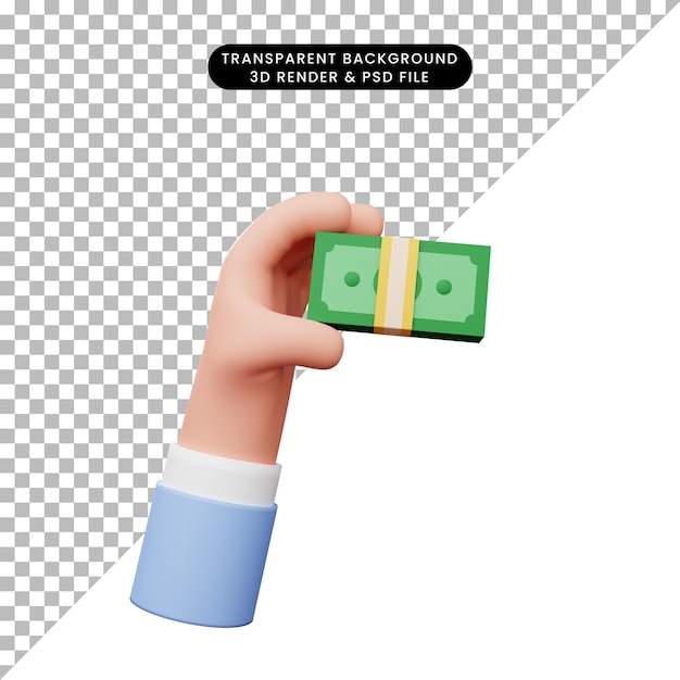 3d illustration of hand hand having money