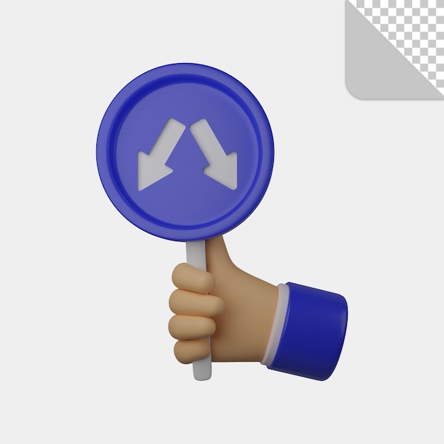 3d illustration of hand holding arrow sign