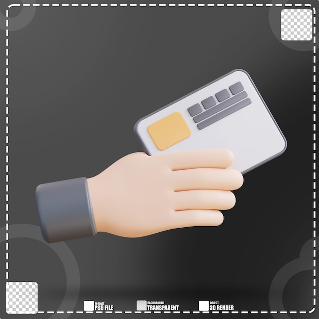 3d Illustration of a hand holding an atm card 2