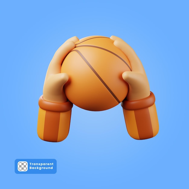 3d illustration of a hand holding a basketball