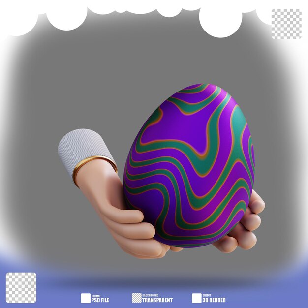 3d illustration of a hand holding an easter egg 2