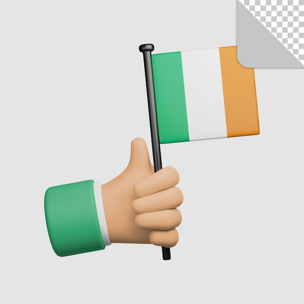 3d illustration of hand holding ireland flag