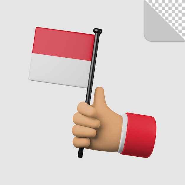 3d illustration of hand holding monaco flag