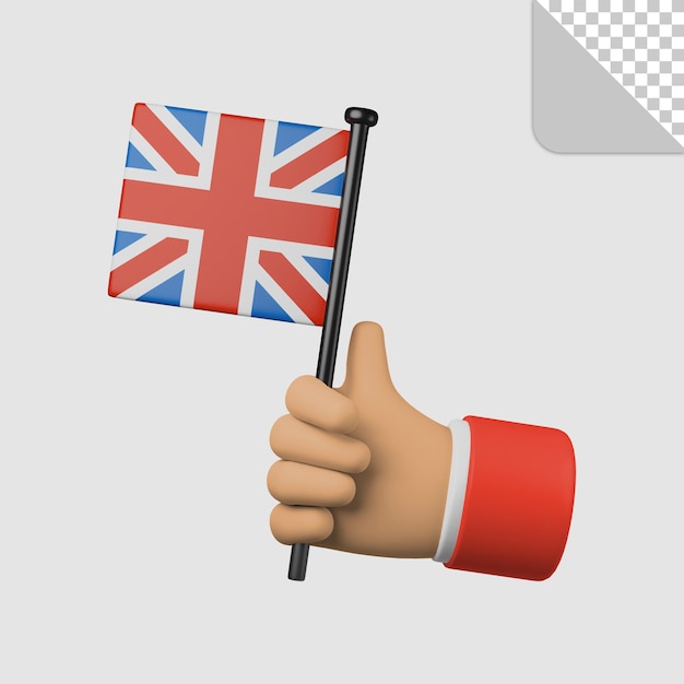 3d illustration of hand holding united kingdom flag