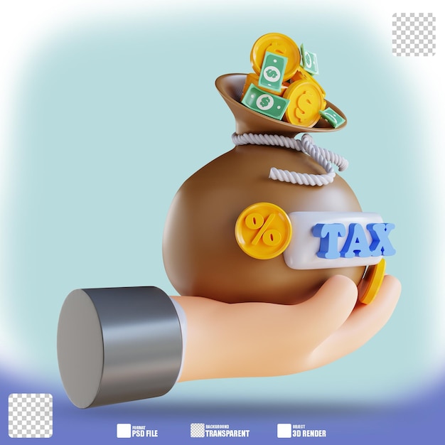 3D illustration hand pocket money and taxes 2