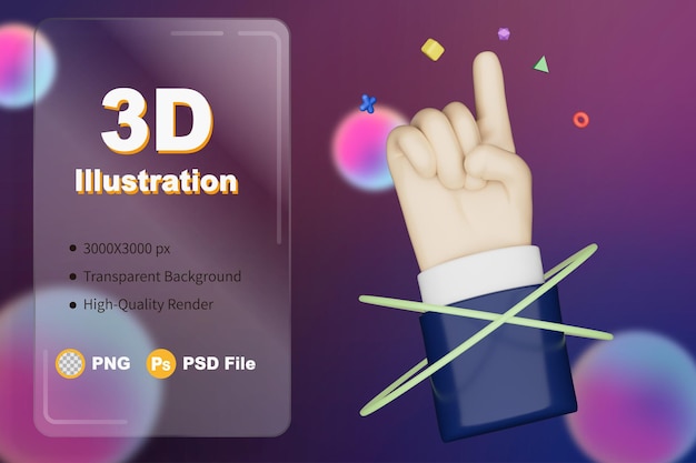 3D Illustration hand pose one