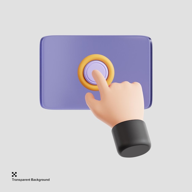 3D illustration of hand push button