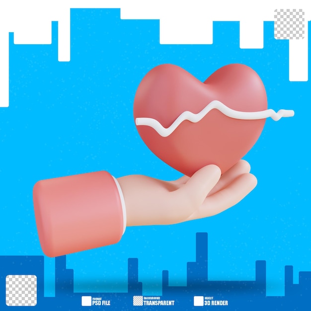 3d illustration hand showing heart health 2