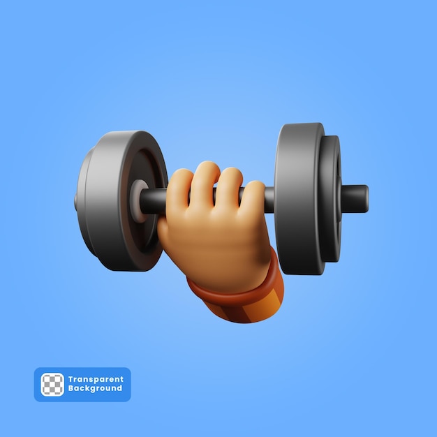 3d illustration of hands holding dumbbells