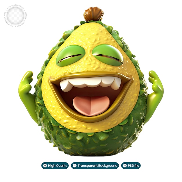 3D Illustration of a Happy Avocado Radiating Pure Happiness and Positivity