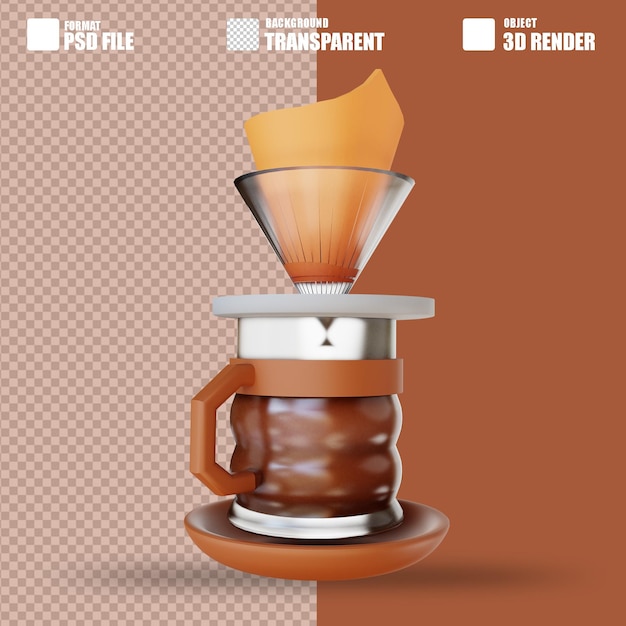 3D illustration hario v60 coffee 2