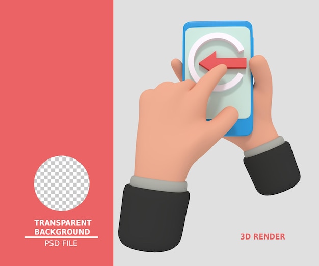 3d illustration of holding smartphone with login icon