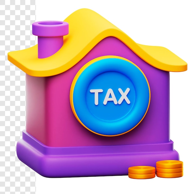 3d illustration home tax