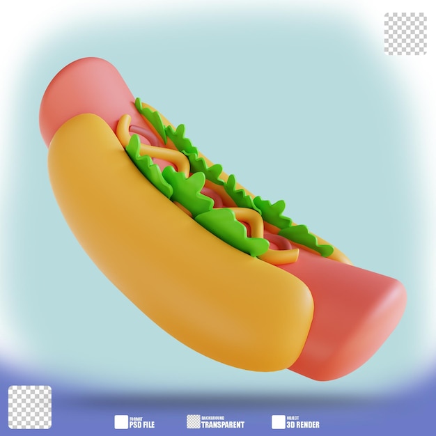 3D illustration hot dog