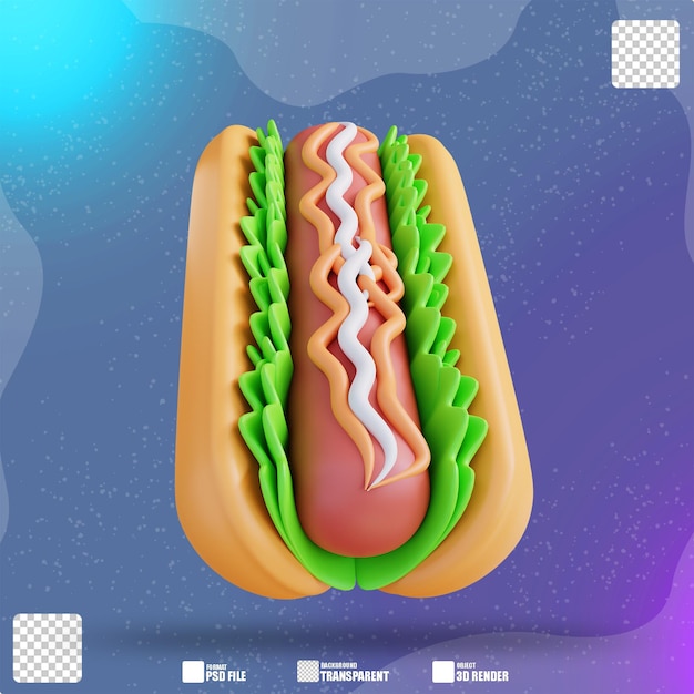 3D illustration of hotdog 3