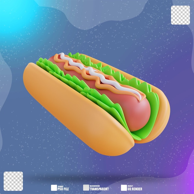 3D illustration of hotdog 4